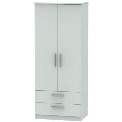 Knightsbridge Matt Grey 2 Drawer 2 Door Wardrobe