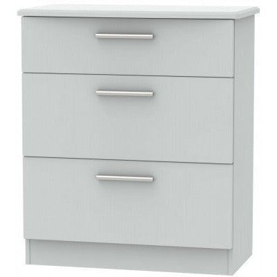 Knightsbridge Matt Grey 3 Drawer Deep Chest