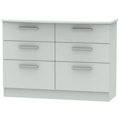 Knightsbridge Matt Grey 6 Drawer Midi Chest