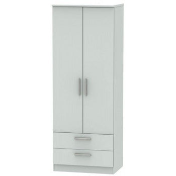 Knightsbridge Matt Grey 2 Drawer 2 Door Wardrobe Tall
