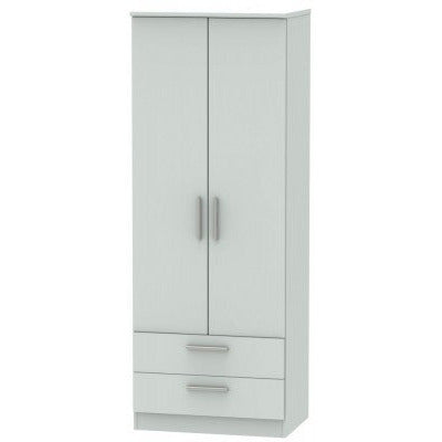 Knightsbridge Matt Grey 2 Drawer 2 Door Wardrobe Tall