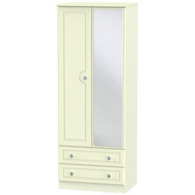 Pembroke Cream 2 Drawer 2 Door Wardrobe Tall with mirror