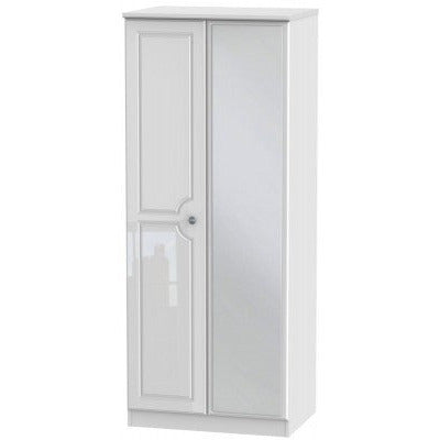 Pembroke High Gloss White 2 Door Wardrobe with mirror