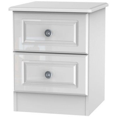 Pembroke High Gloss White 2 Drawer Bedside