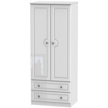 Pembroke High Gloss White 2 Drawer 2 Door Wardrobe