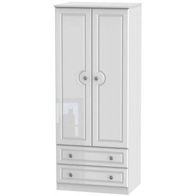Pembroke High Gloss White 2 Drawer 2 Door Wardrobe