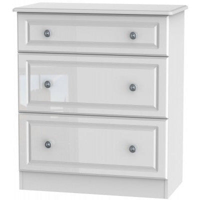 Pembroke High Gloss White 3 Drawer Deep Chest