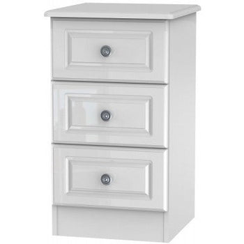 Pembroke High Gloss White 3 Drawer Bedside