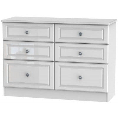 Pembroke High Gloss White 6 Drawer Midi Chest