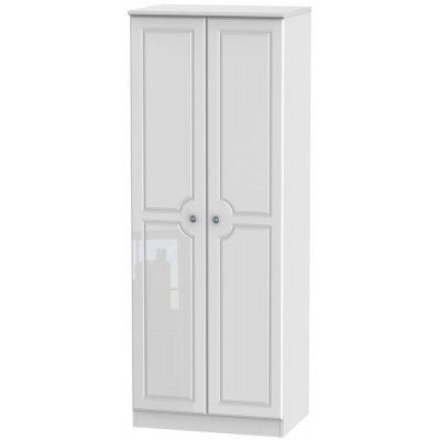 Pembroke High Gloss White 2 Door Wardrobe Tall