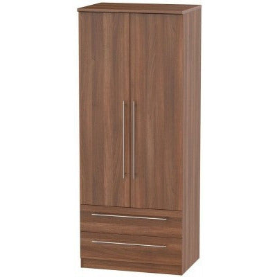 Sherwood Walnut 2 Drawer 2 Door Wardrobe