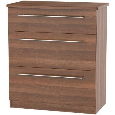 Sherwood Walnut 3 Drawer Deep Chest