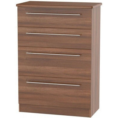 Sherwood Walnut 4 Drawer Deep Chest