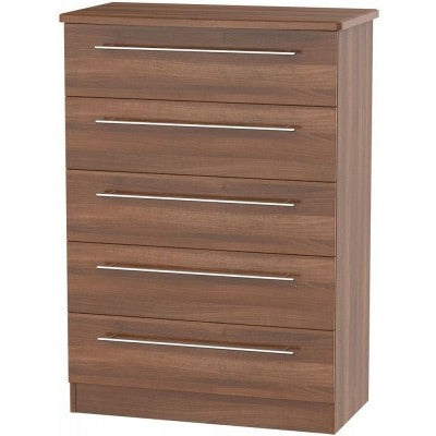 Sherwood Walnut 5 Drawer Chest