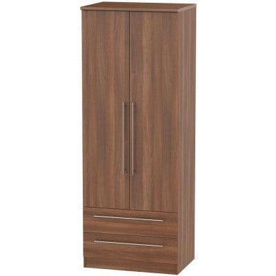 Sherwood Walnut 2 Drawer 2 Door Wardrobe Tall