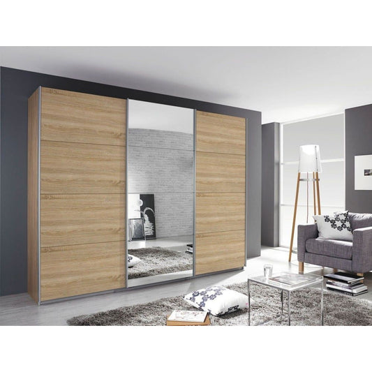 Rauch Kulmbach Sliding Wardrobe Sonoma Oak with Centre Mirror