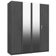 Waterfall 4 Door Wardrobe With Mirror In Graphite