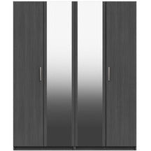 Waterfall 4 Door Wardrobe With Mirror In Graphite