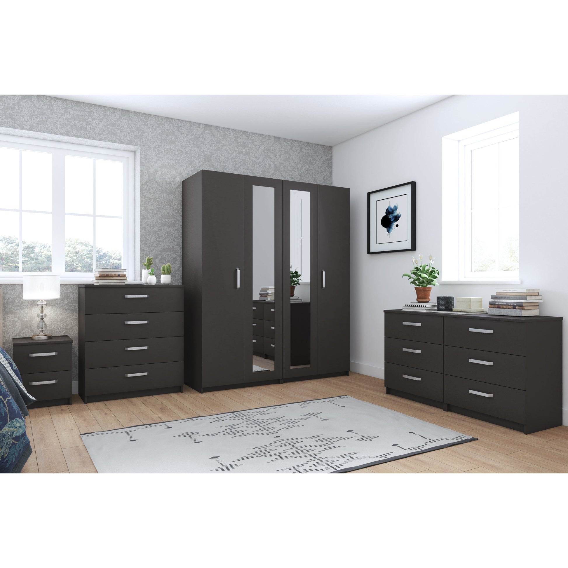 Arran 3 Door Wardrobe With Mirror High gloss