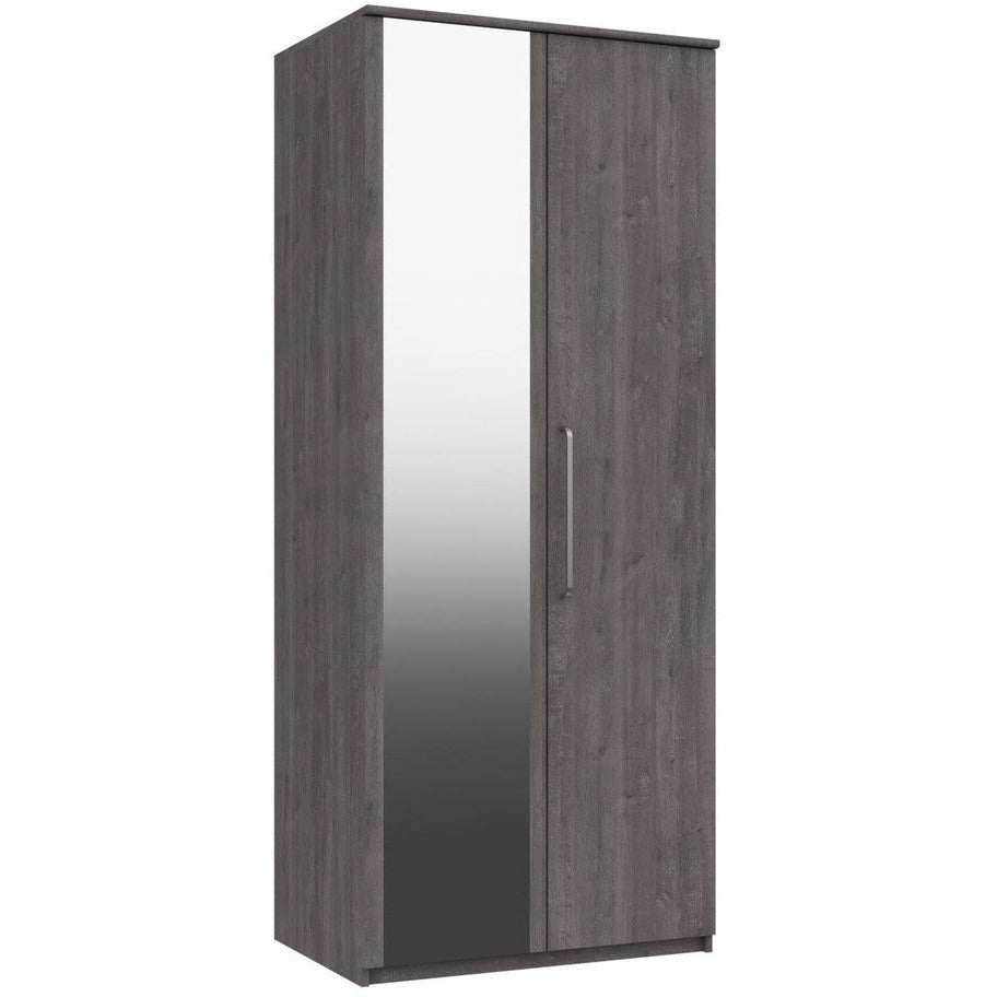Minnesota 2 Door with mirror Wardrobe Dark Grey Oak