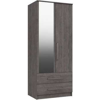 Minnesota 2 Door gents Wardrobe with mirror Dark Grey Oak