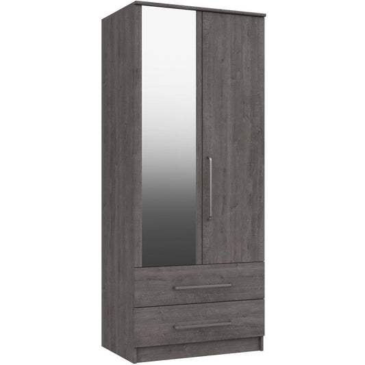 Minnesota 2 Door gents Wardrobe with mirror Dark Grey Oak