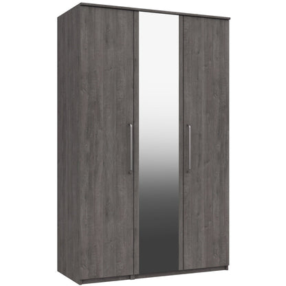 Minnesota 3 Door  with mirror Wardrobe Dark Grey Oak