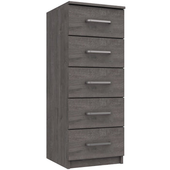 Minnesota 5 Drawer Narrow tallboy Dark Grey Oak