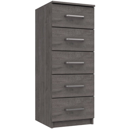 Minnesota 5 Drawer Narrow tallboy Dark Grey Oak
