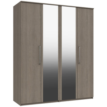 Minnesota 4 Door Wardrobe With 2 Mirrors Beige Grey Oak