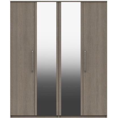 Minnesota 4 Door Wardrobe With 2 Mirrors Beige Grey Oak