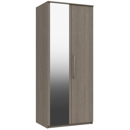 Minnesota 2 Door  with mirror Wardrobe Beige Grey Oak