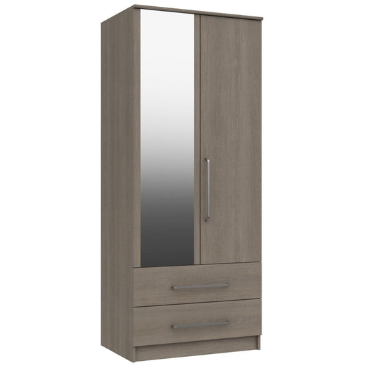 Minnesota 2 Door gents Wardrobe with mirror Beige Grey Oak