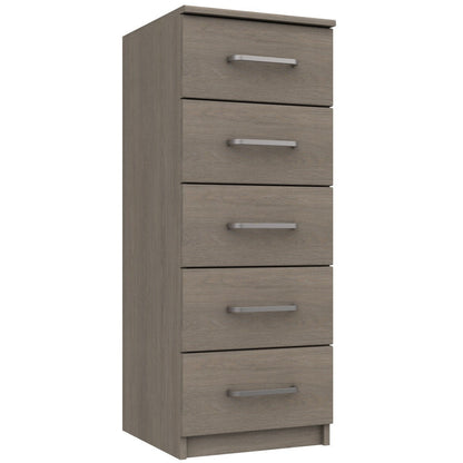 Minnesota 5 Drawer Narrow tallboy Beige Grey Oak