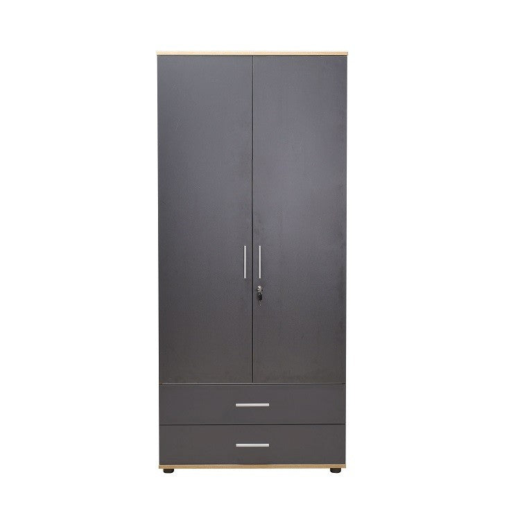 Stockholm 2 Door Oak and Grey Combi Wardrobe