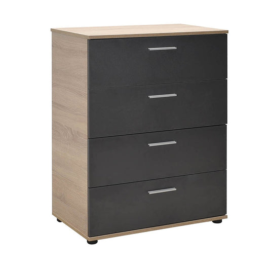 Stockholm 4 Drawer Chest Oak and Grey
