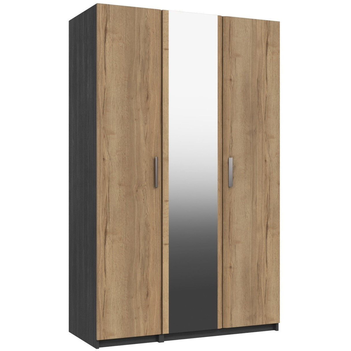 Waterfall 3 Door  with mirror Wardrobe Graphite and Oak