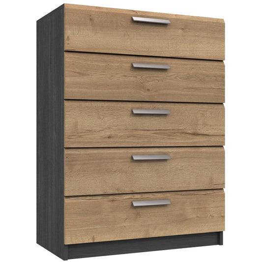 Waterfall 5 Drawer Chest Graphite and Oak