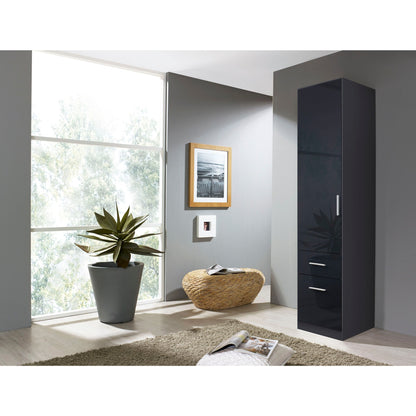 Rauch Celle High Gloss White 1 Door Wardrobe with Drawers