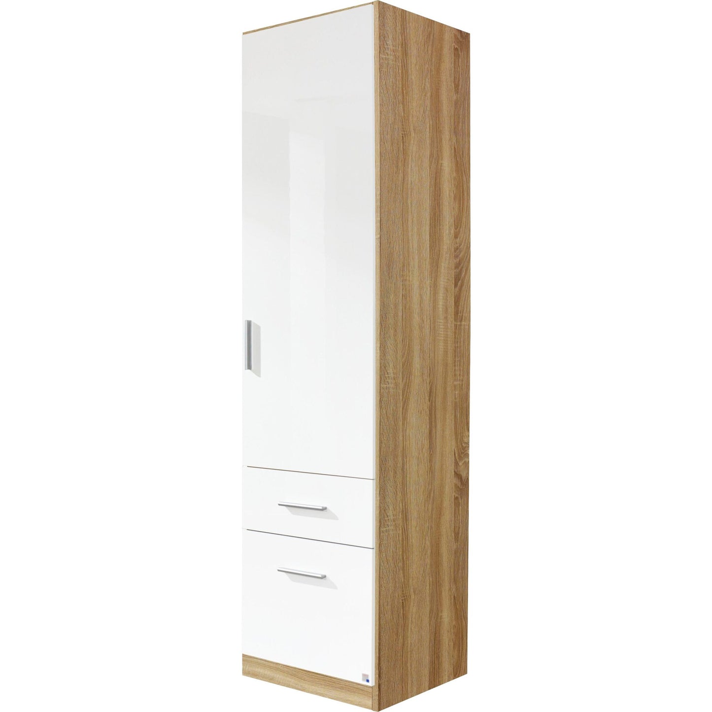 Rauch Celle High Gloss White 1 Door Wardrobe with Drawers