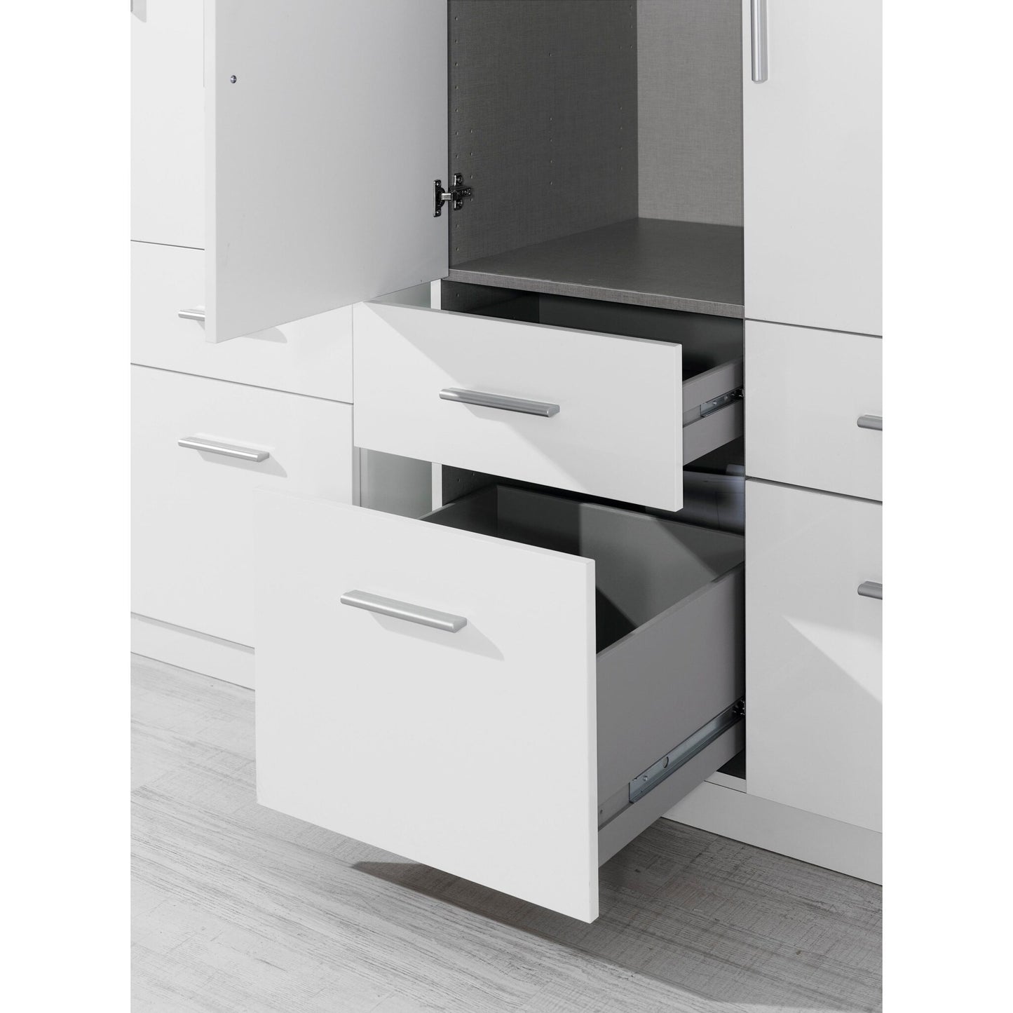 Rauch Celle High Gloss White 3 Door Wardrobe with Drawers