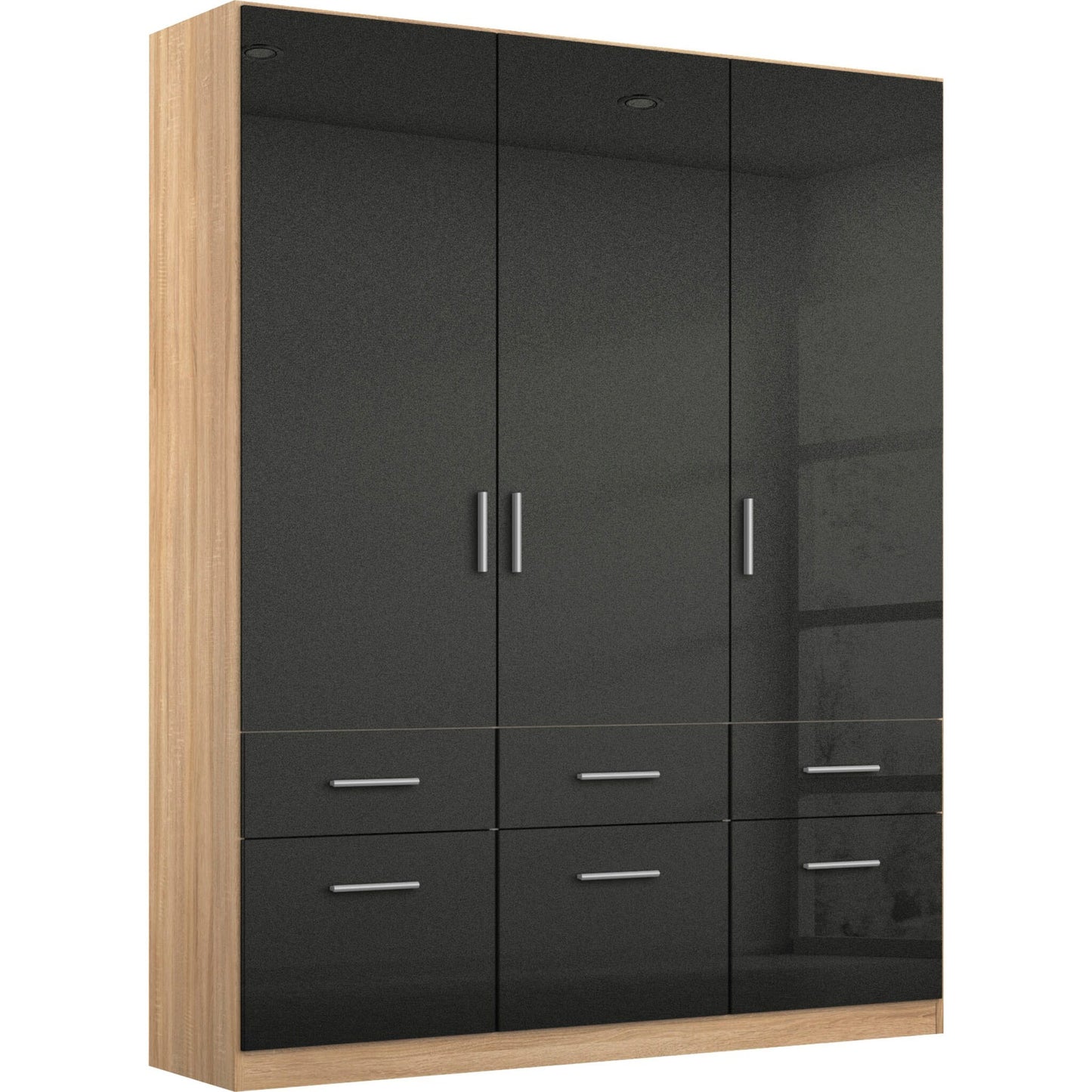 Rauch Celle High Gloss White 3 Door Wardrobe with Drawers