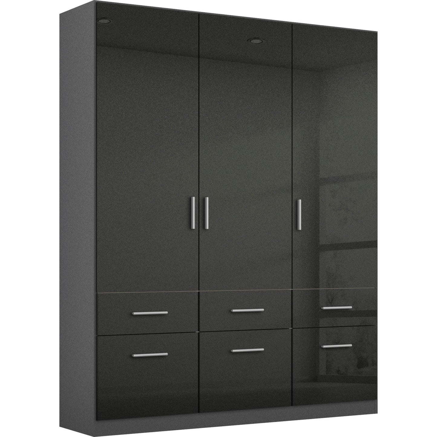 Rauch Celle High Gloss White 3 Door Wardrobe with Drawers