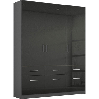 Rauch Celle High Gloss White 3 Door Wardrobe with Drawers