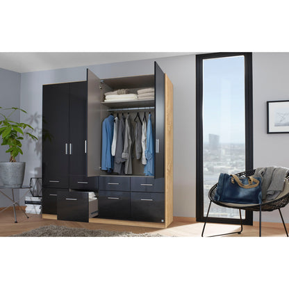 Rauch Celle High Gloss White 3 Door Wardrobe with Drawers
