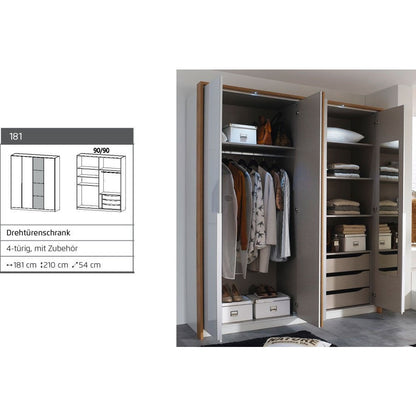 Rauch Bellezza Wardrobe White Gloss with Silk Grey