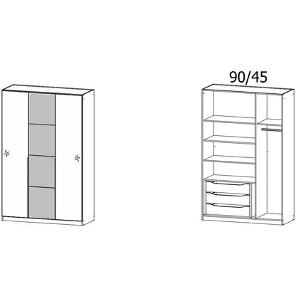 Rauch Bellezza Wardrobe White Gloss with Silk Grey
