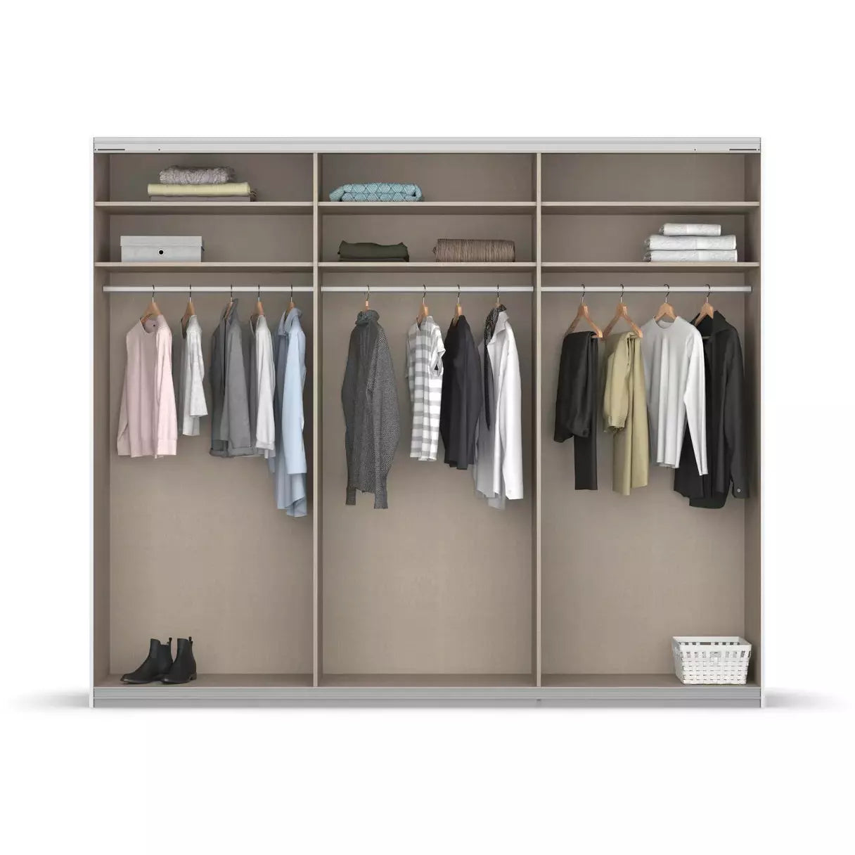 Rauch Quadra Sliding Door Wardrobe White with Mirror 271cm