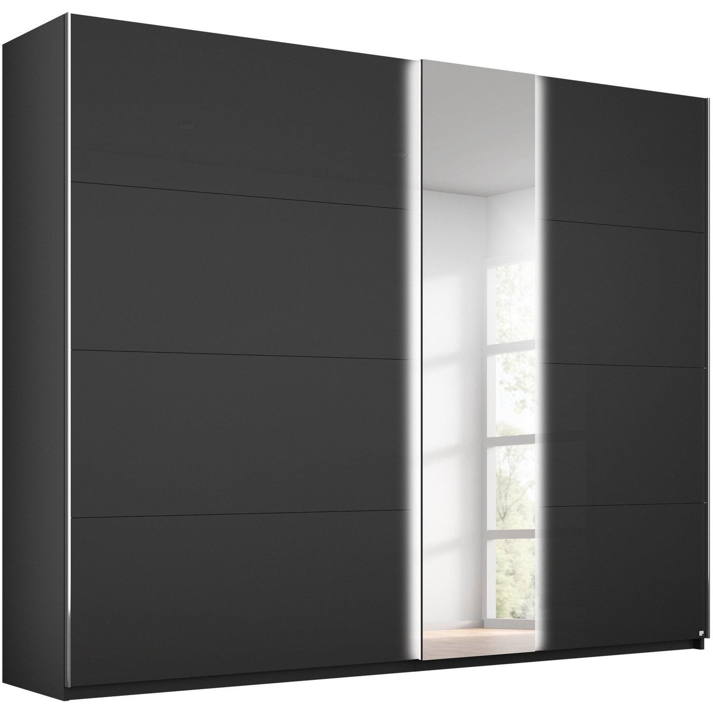 Rauch Miramar Sliding Door Wardrobe Glass with Mirror Lights