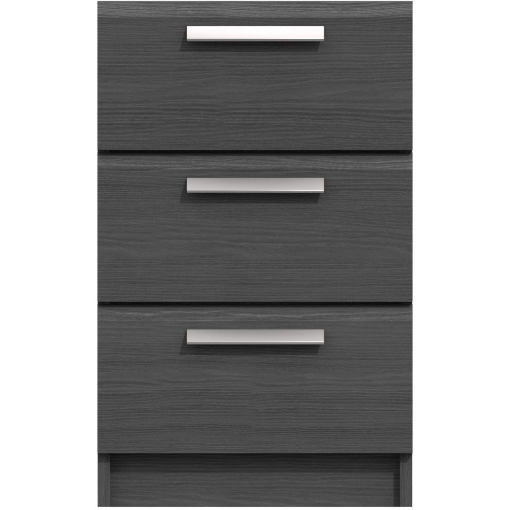 Waterfall 3 Drawer Bedside Graphite